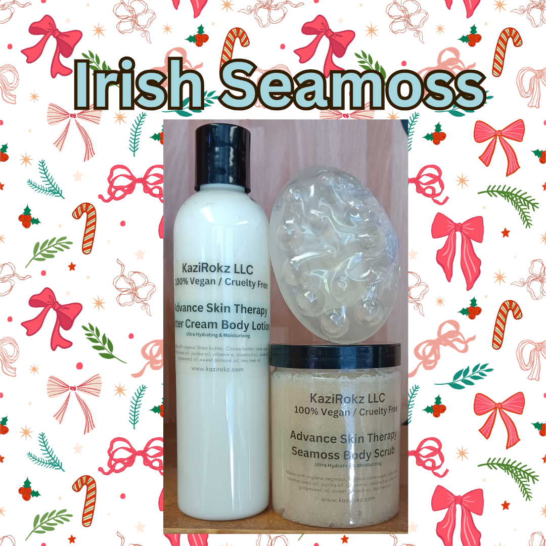 Irish Seamoss and Aloe vera Skincare Bundle ✨️ Limited Edition! Lotion, body scrub,  soap bar!