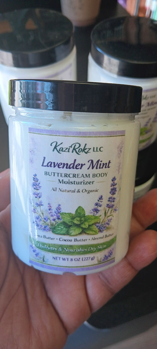LAVENDER MINT buttercream body moisturizer. 100% Vegan/ Cruelty Free. Soothes and Calms. 8oz
