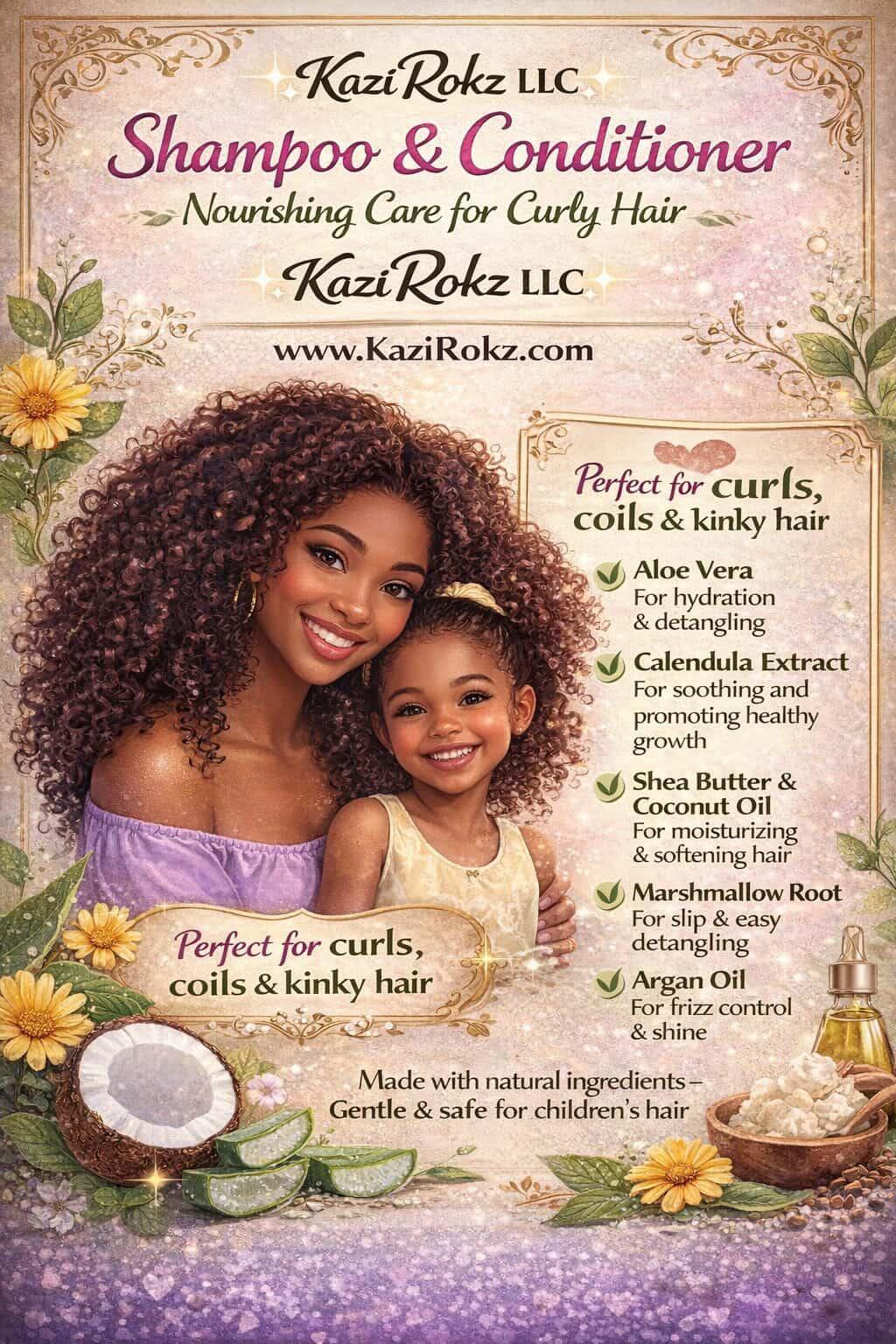 Curls! Shampoo Conditioner,  nourishing, care for curly hair. 100% Vegan/ Cruelty Free
