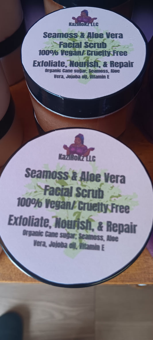Seamoss & Aloe Vera Facial Scrub. 100% Vegan/ Cruelty Free. Exfoliate, Nourish, Repair!