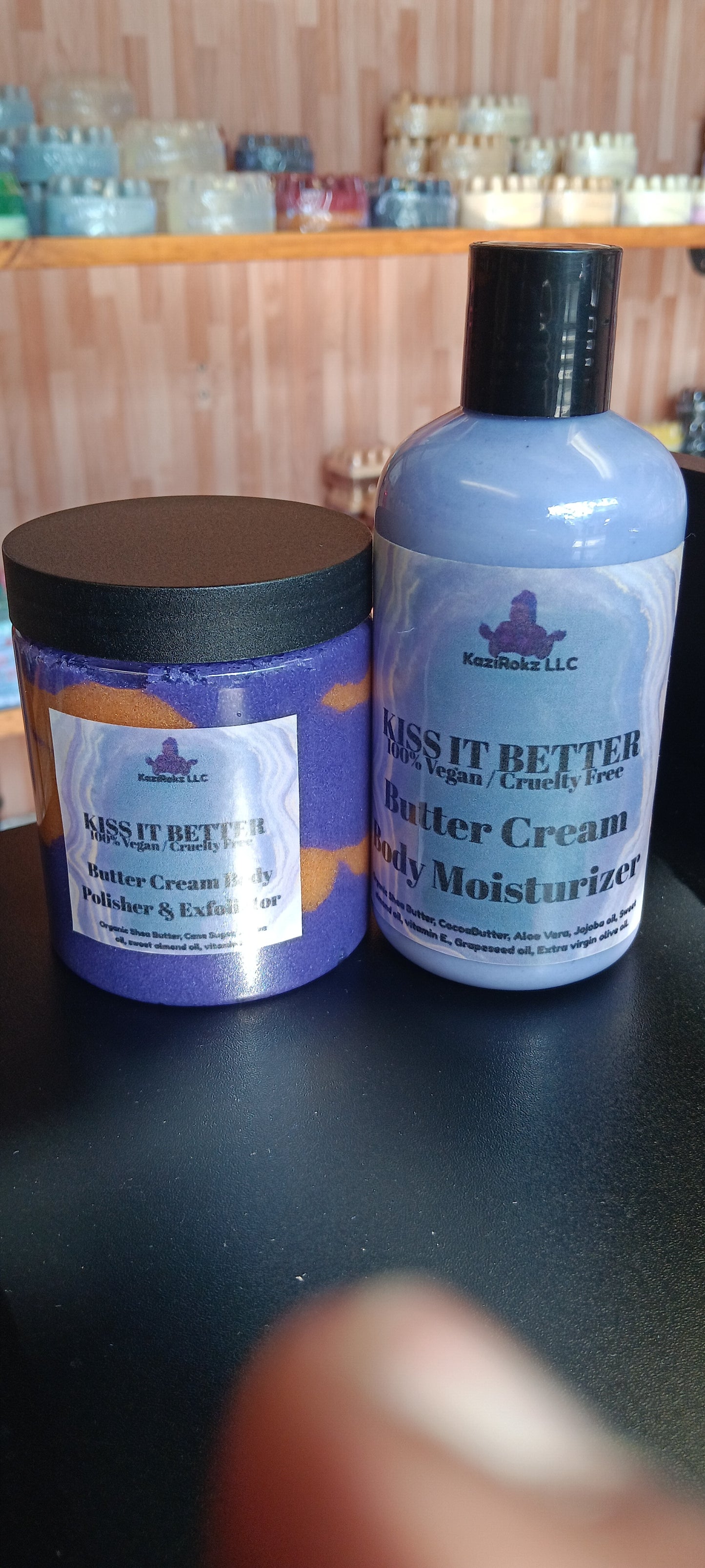 Kiss It Better Skincare Bundle! Butter Cream Body moisturizer and Shea Butter foaming body scrub!