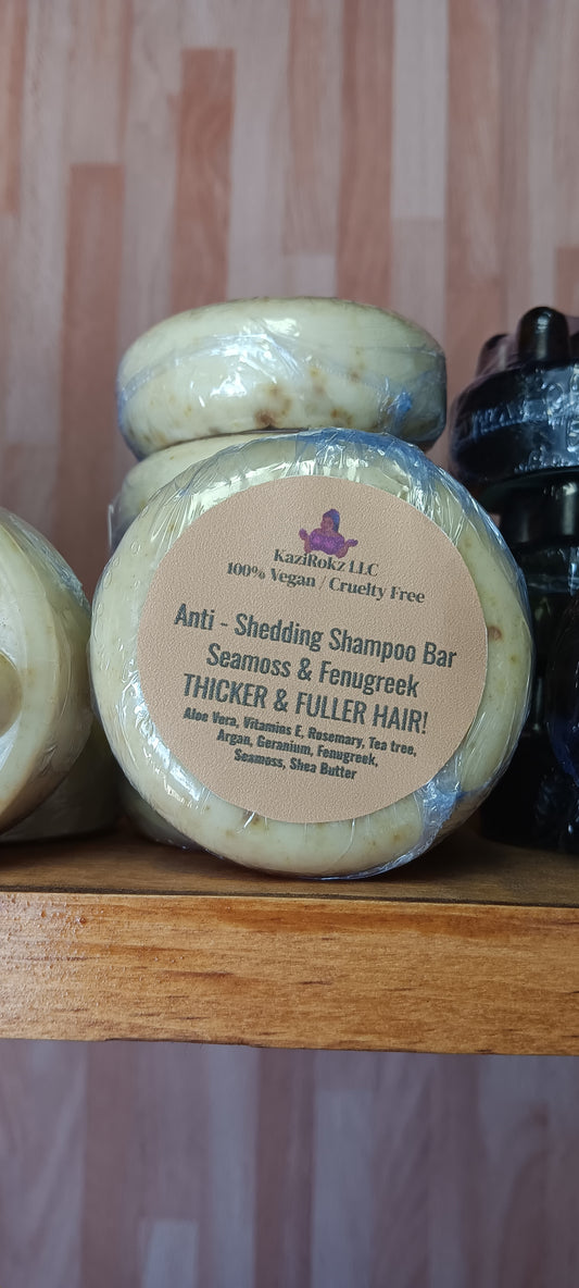 Anti Shedding Shampoo Bar! Seamoss & Fenugreek. Thicker FULLER Hair!!! 100% Vegan / Cruelty Free