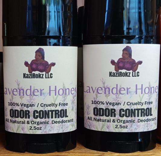 LAVENDER HONEY Organic Deodorant 100% Vegan/ Cruelty Free. Odor Control, full body deodorant.
