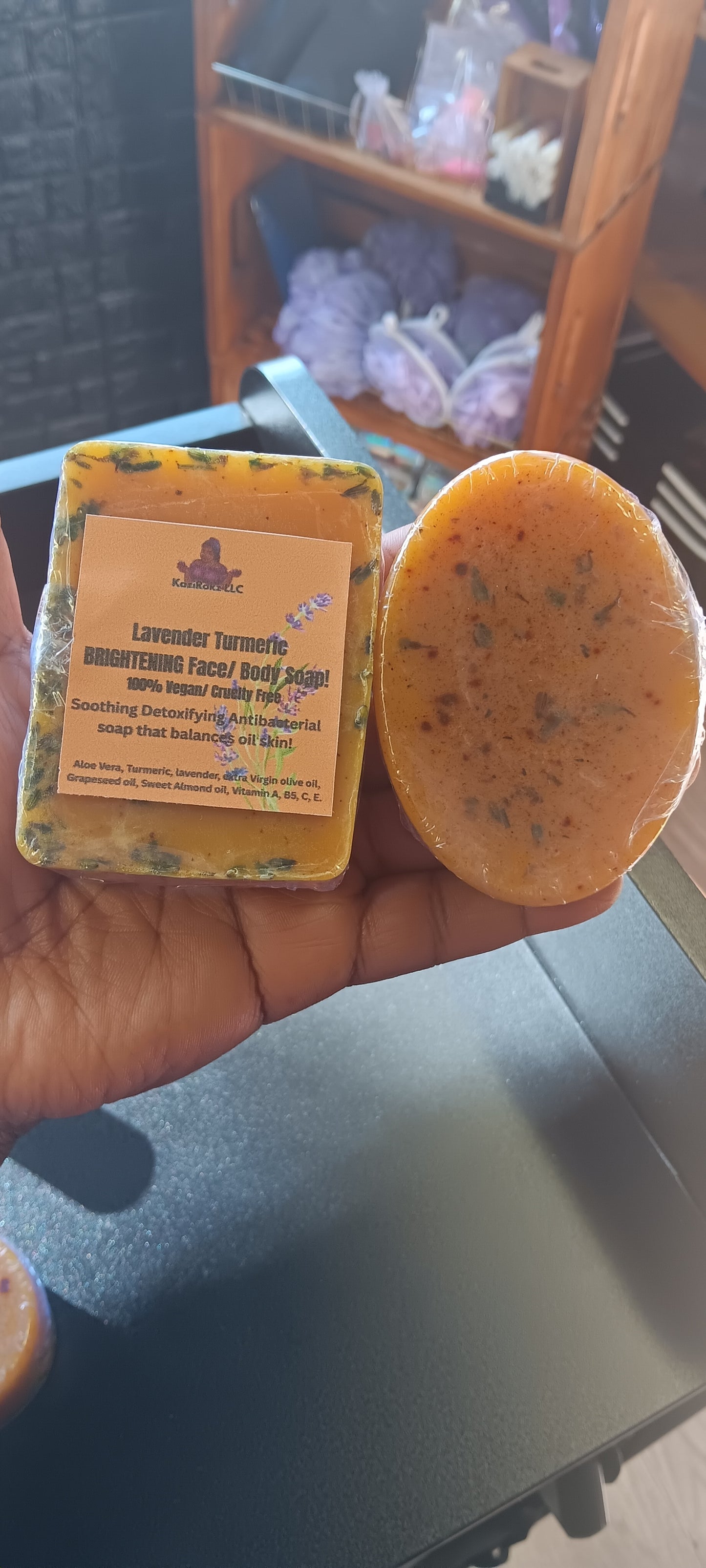 Lavender Turmeric BRIGHTENING Face/ Body Soap! 100% Vegan/ Cruelty Free. Soothing Detoxifying Antibacterial soap that balances oily skin.