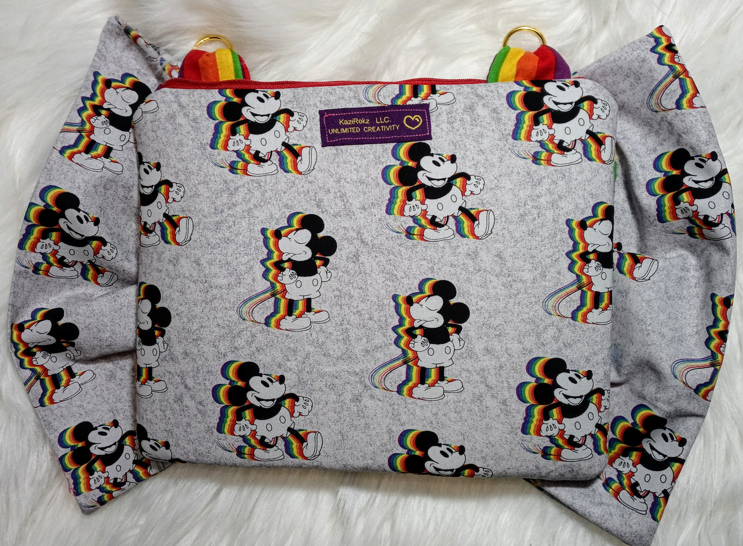 Mickey Mouse Rainbow Bow🌈 Cross strap / Clutch Purse (Gray/ Rainbow)