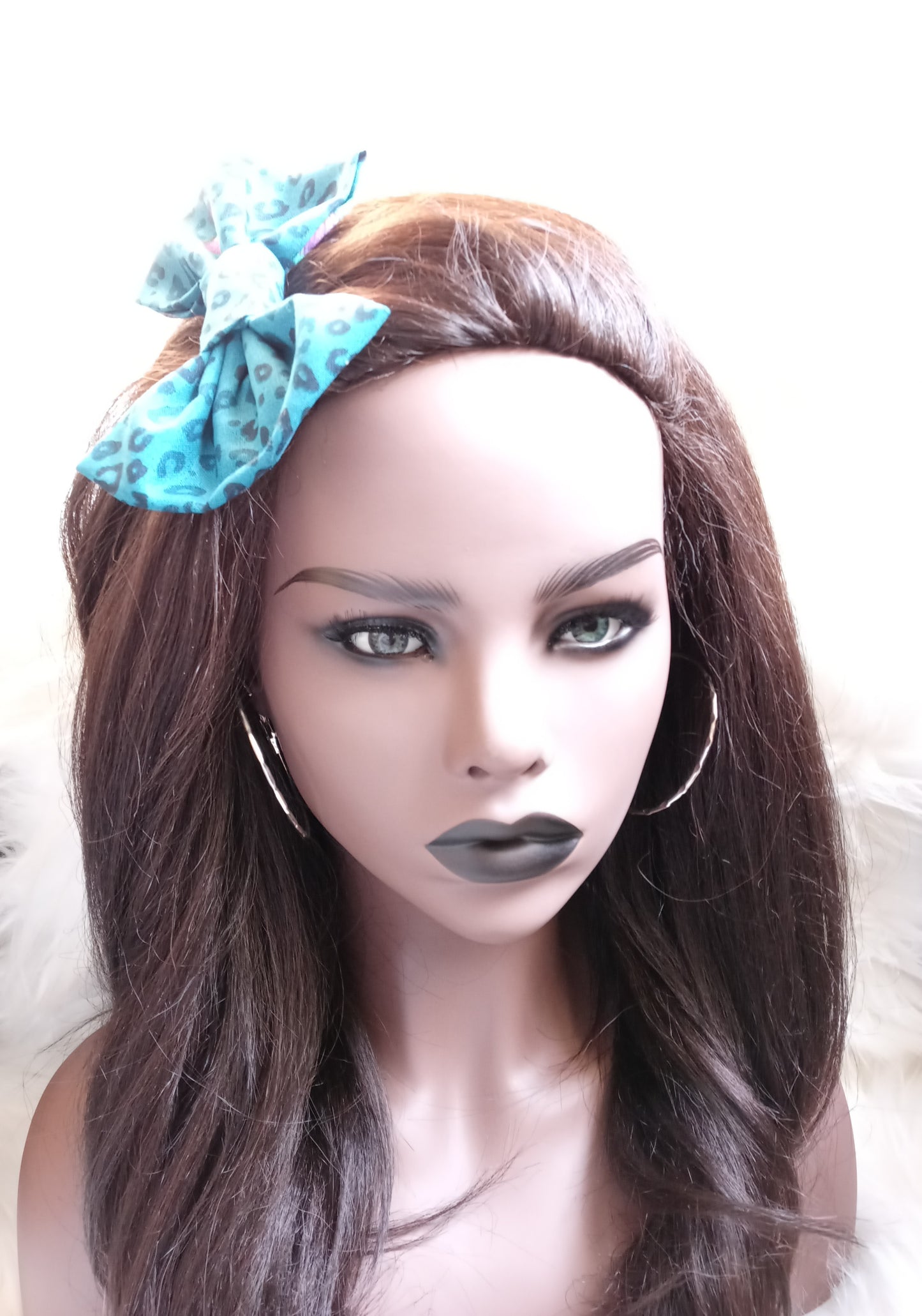 Turquoise Animal print / Butterfly Hair Bow