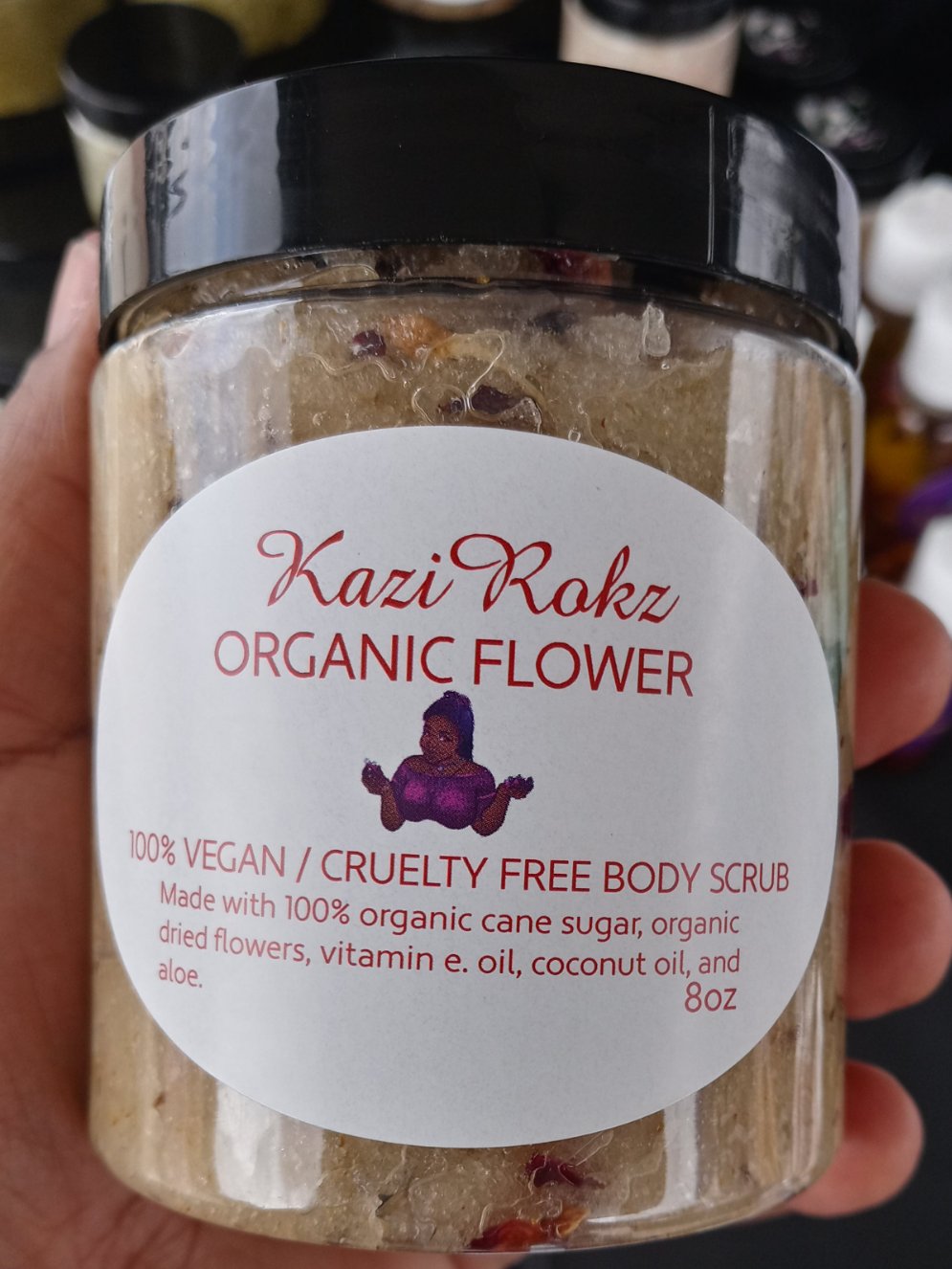 Organic Flower Vegan Body Scrub (facial / body cleanser & moisturizer)
