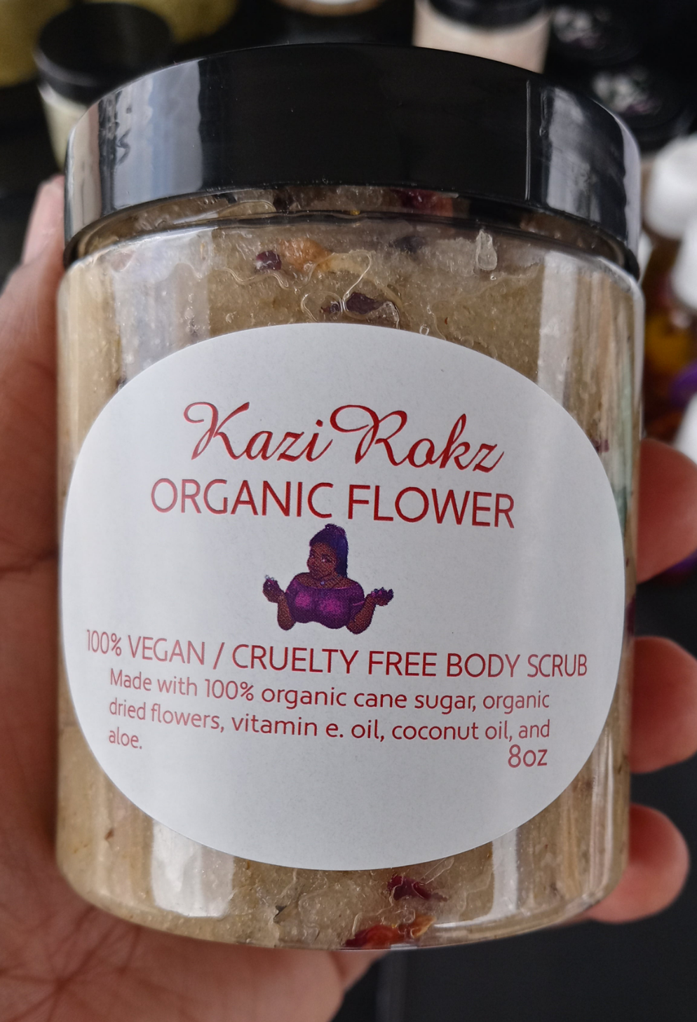 Organic Flower Vegan Body Scrub (facial / body cleanser & moisturizer)