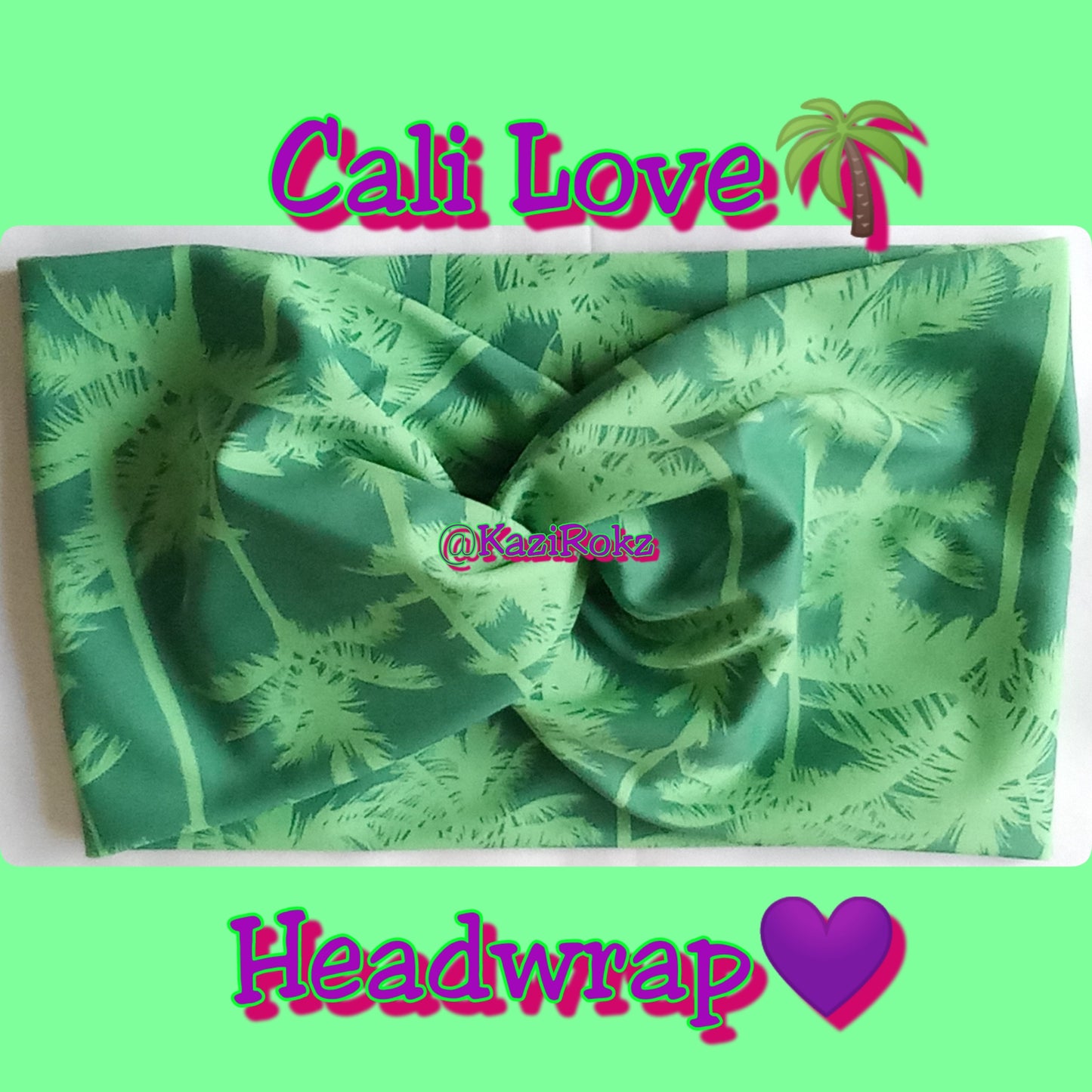 Cali Love Palm Trees Head Wrap (Green)