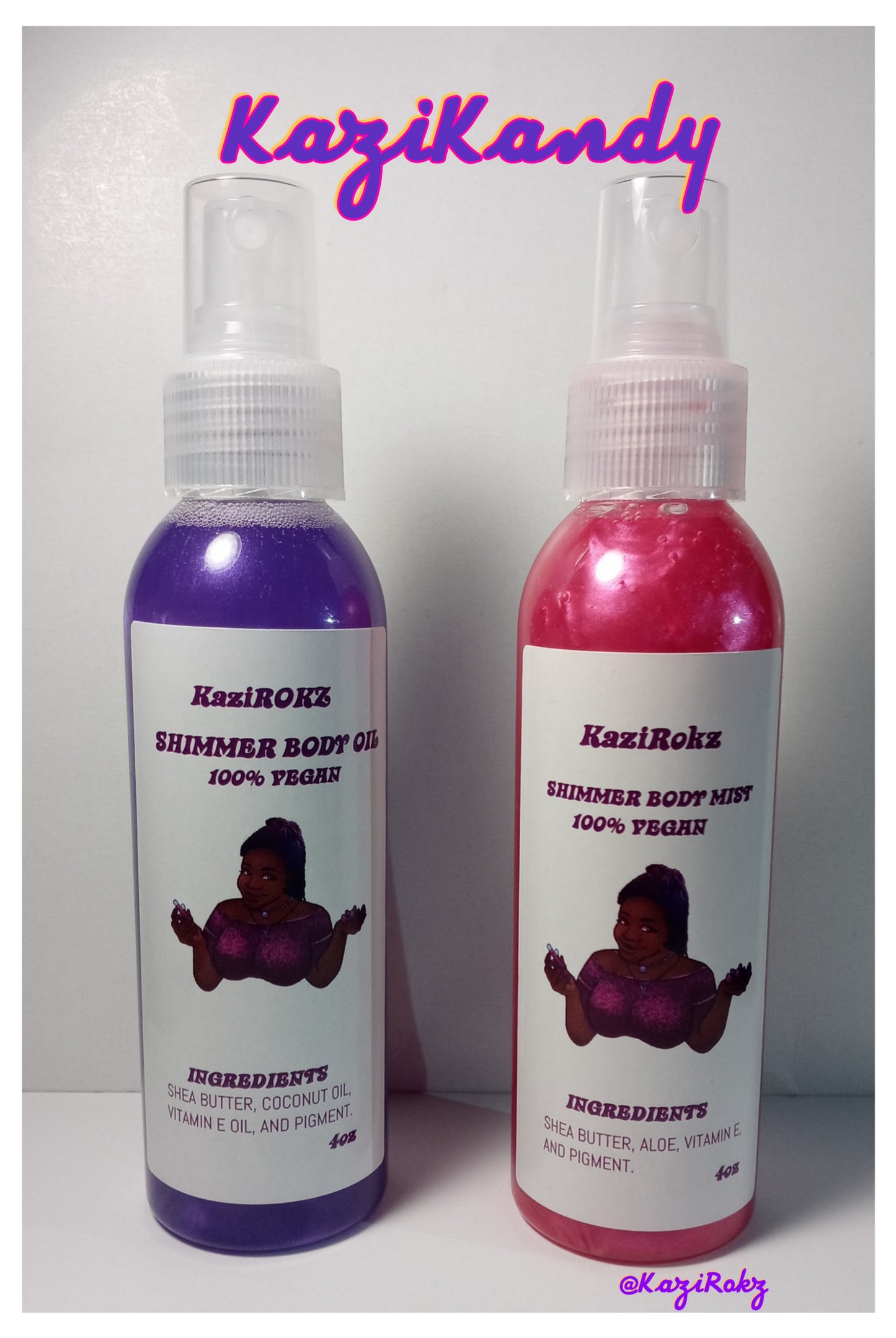 KaziKandy Vegan Skincare Duo (Shimmer body oil & Shimmer body mist)
