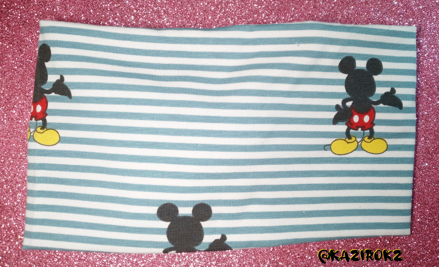 Mickey Mouse Knotted Headwrap (White/ light blue strips)