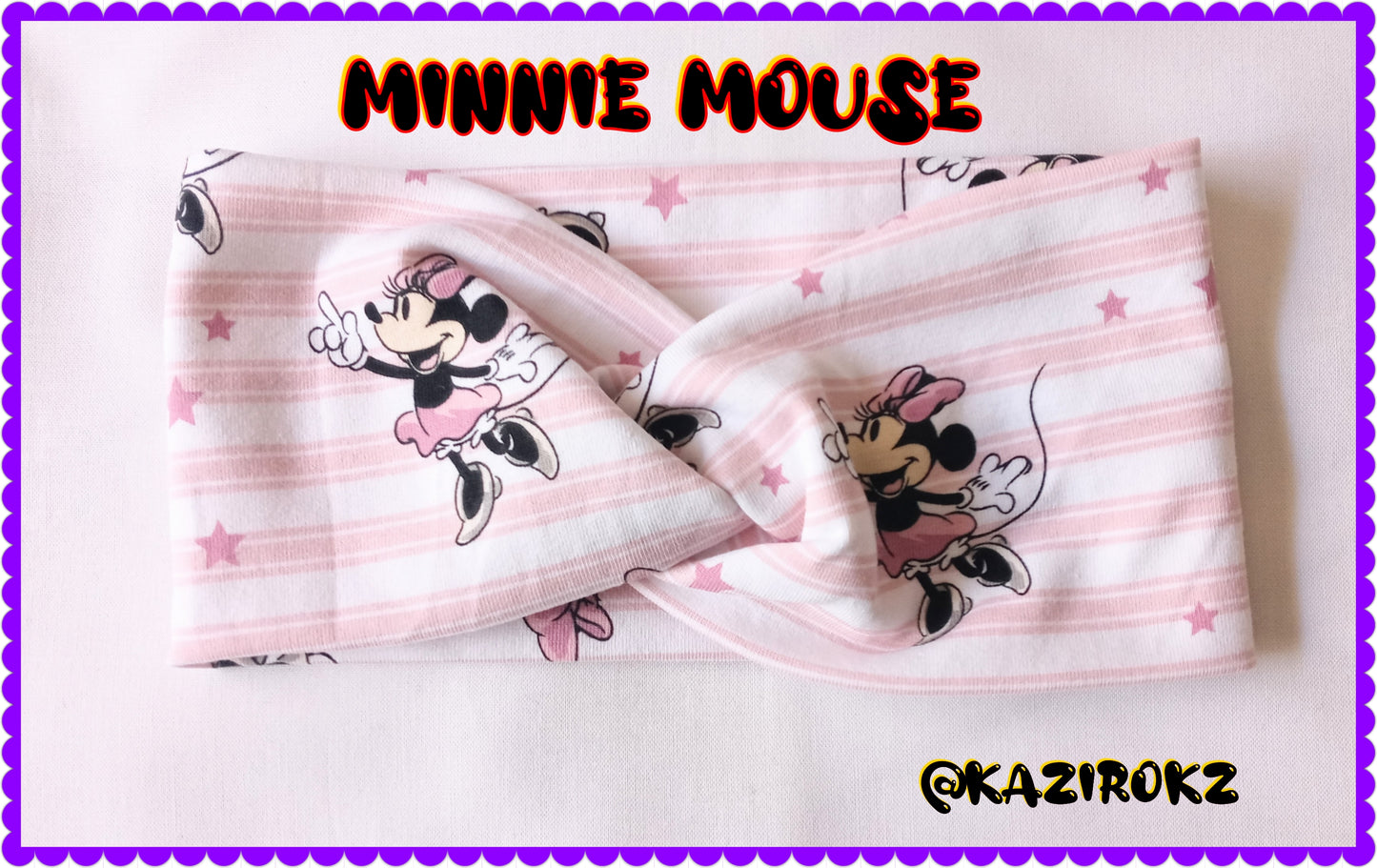 Minnie Mouse Knotted Headwrap (white/light pink/stars)
