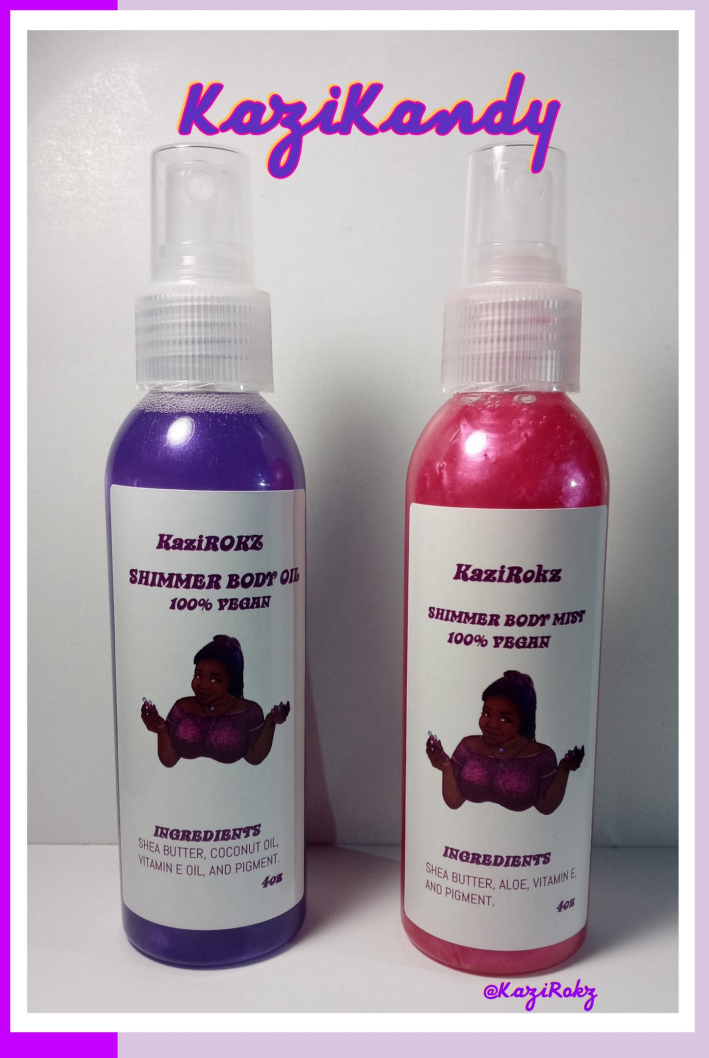 KaziKandy Vegan Skincare Duo (Shimmer body oil & Shimmer body mist)
