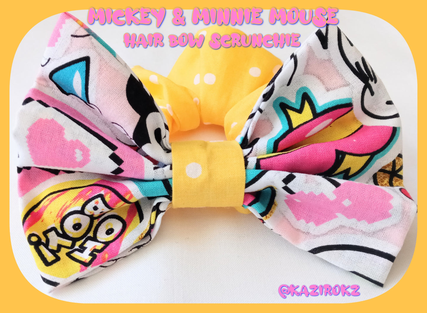 Mickey & Minnie Mouse Hair Bow Scrunchie