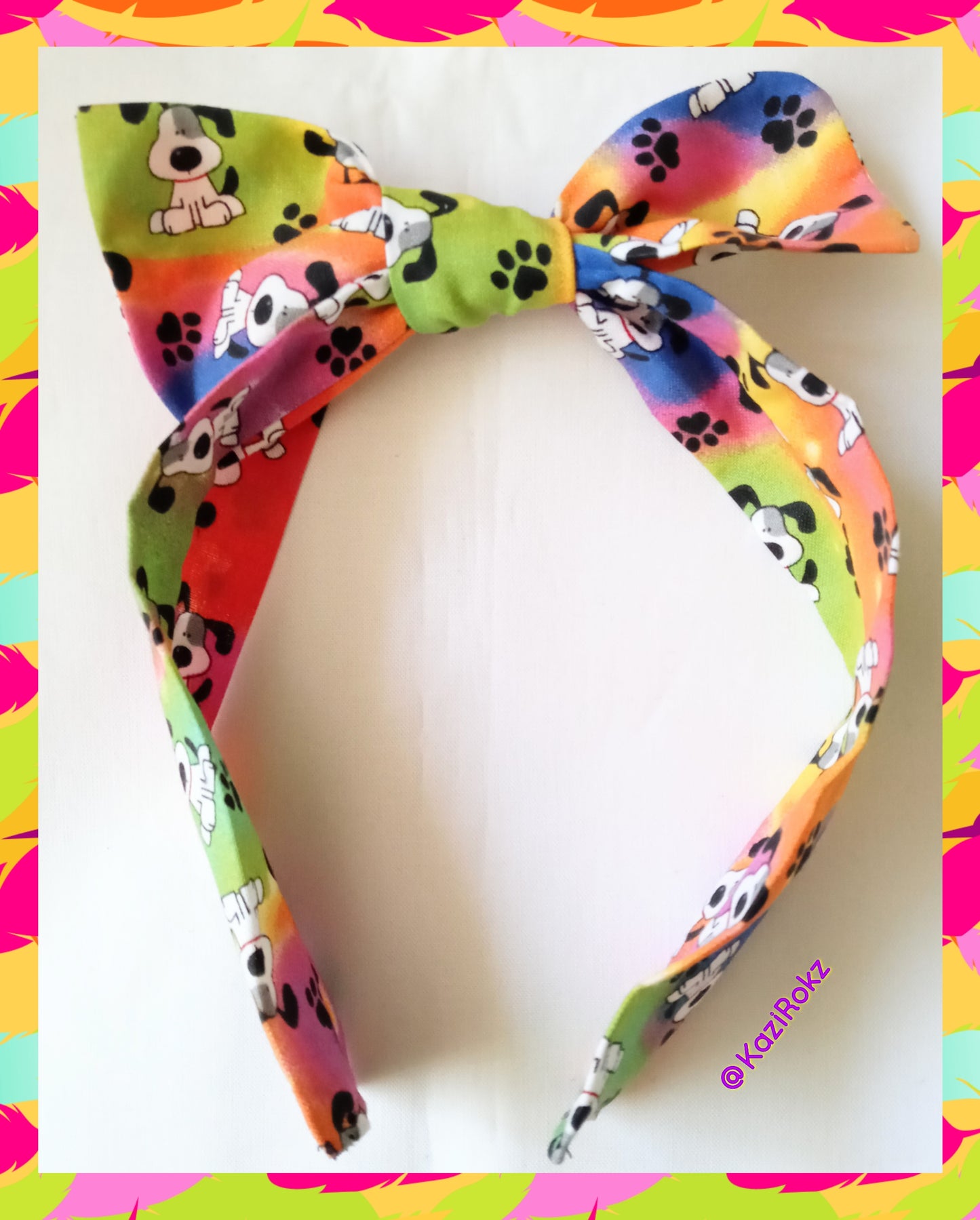 Puppy & Paw Print Headband (colorful)