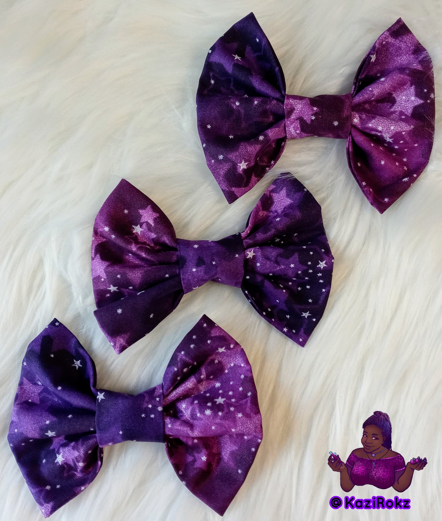 Purple Stars Hair Bow