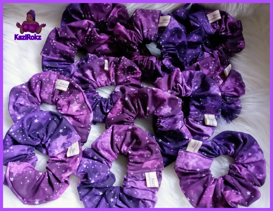 Purple Stars Hair Scrunchie