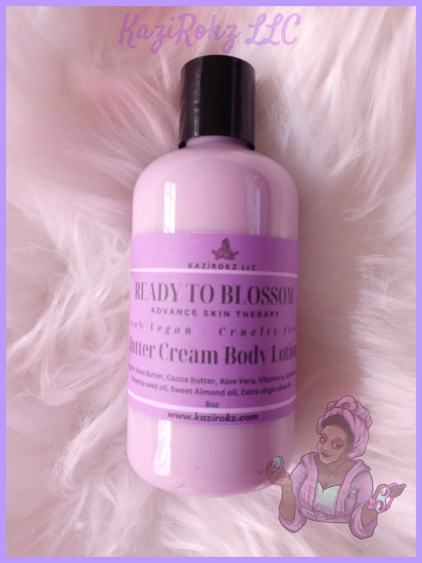 READY TO BLOSSOM Butter Cream Body Lotion 8oz. (100% vegan/ cruelty free ) Yoni Butter Cream, Skin hydrator and moisturizer. Tightens and firms your skin.