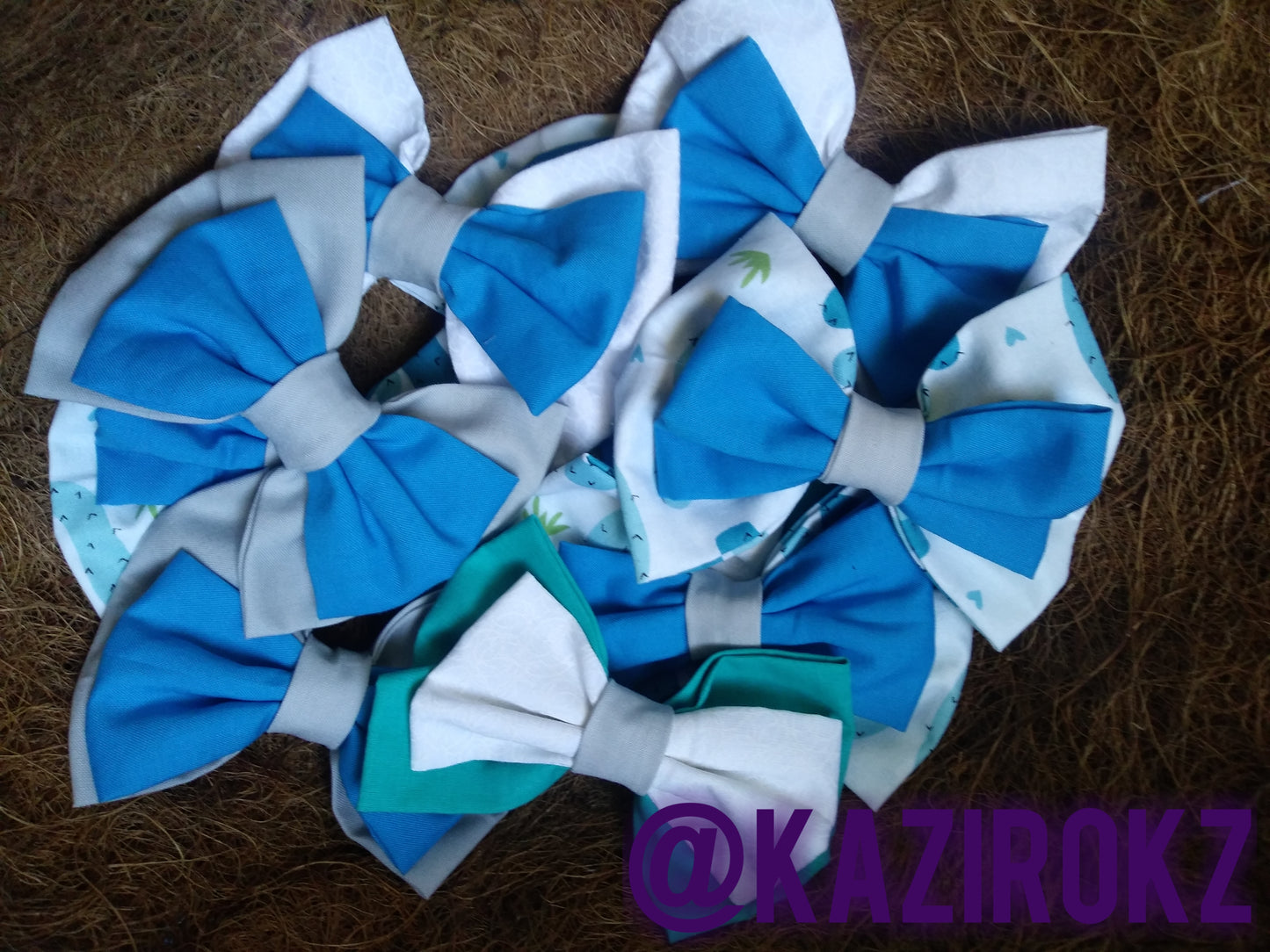 Blue Cactus hair bow