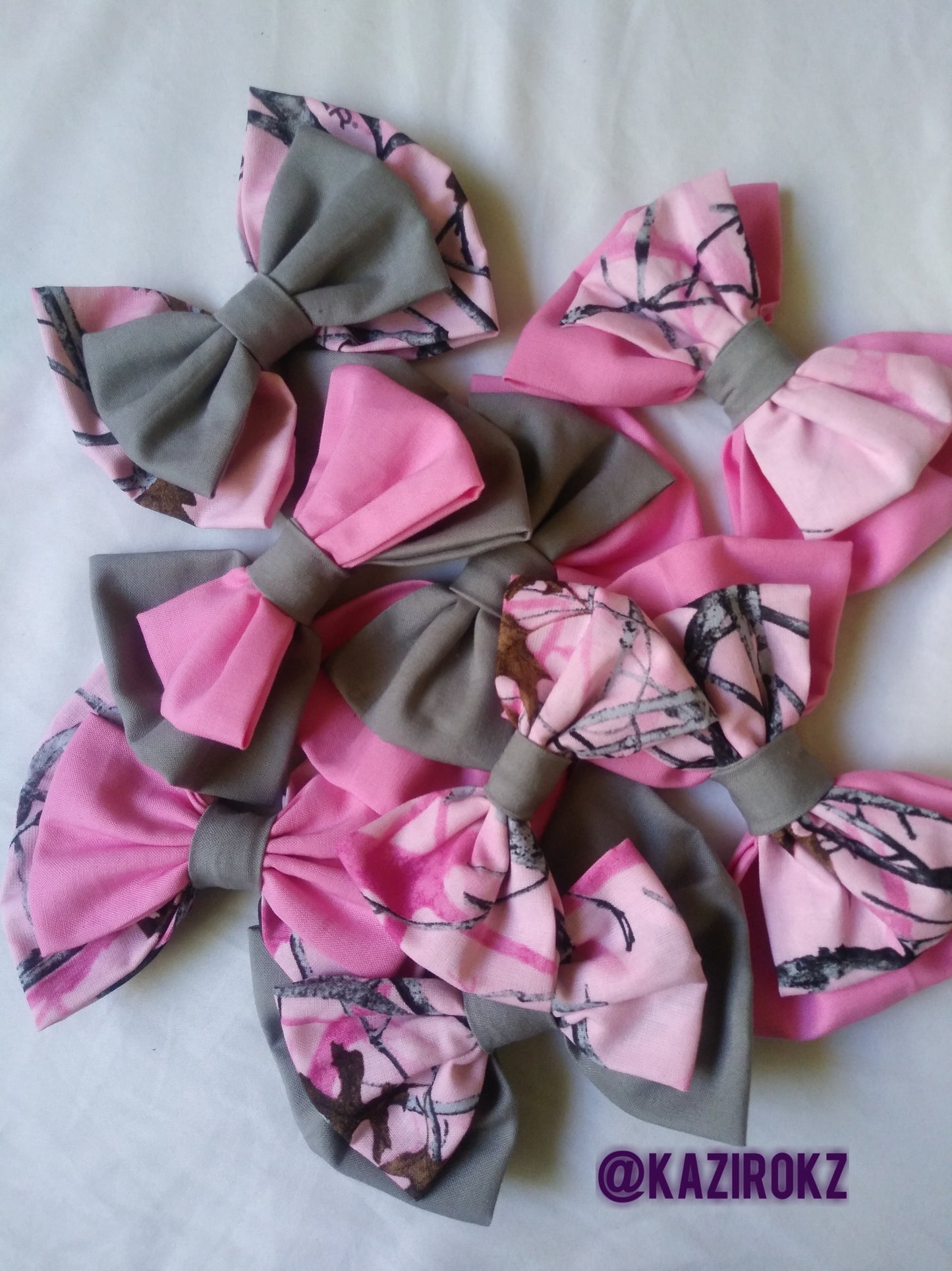 Pink & Gray Camo hair bow