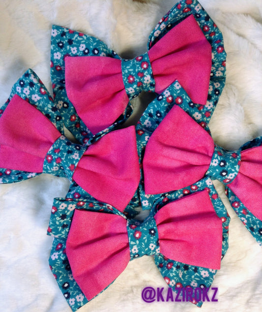 Turquoise/ Pink Hair Bow
