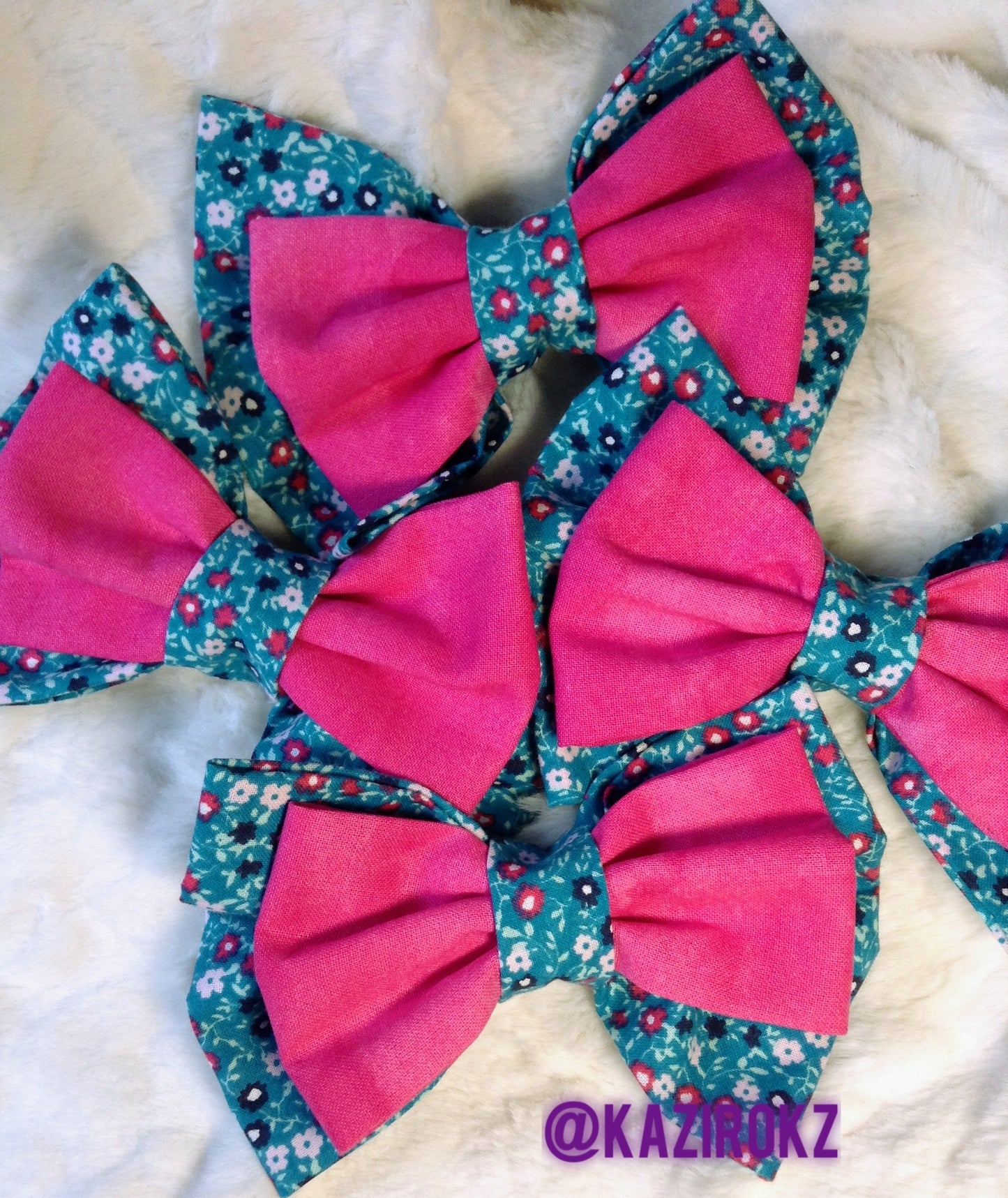 Turquoise/ Pink Hair Bow