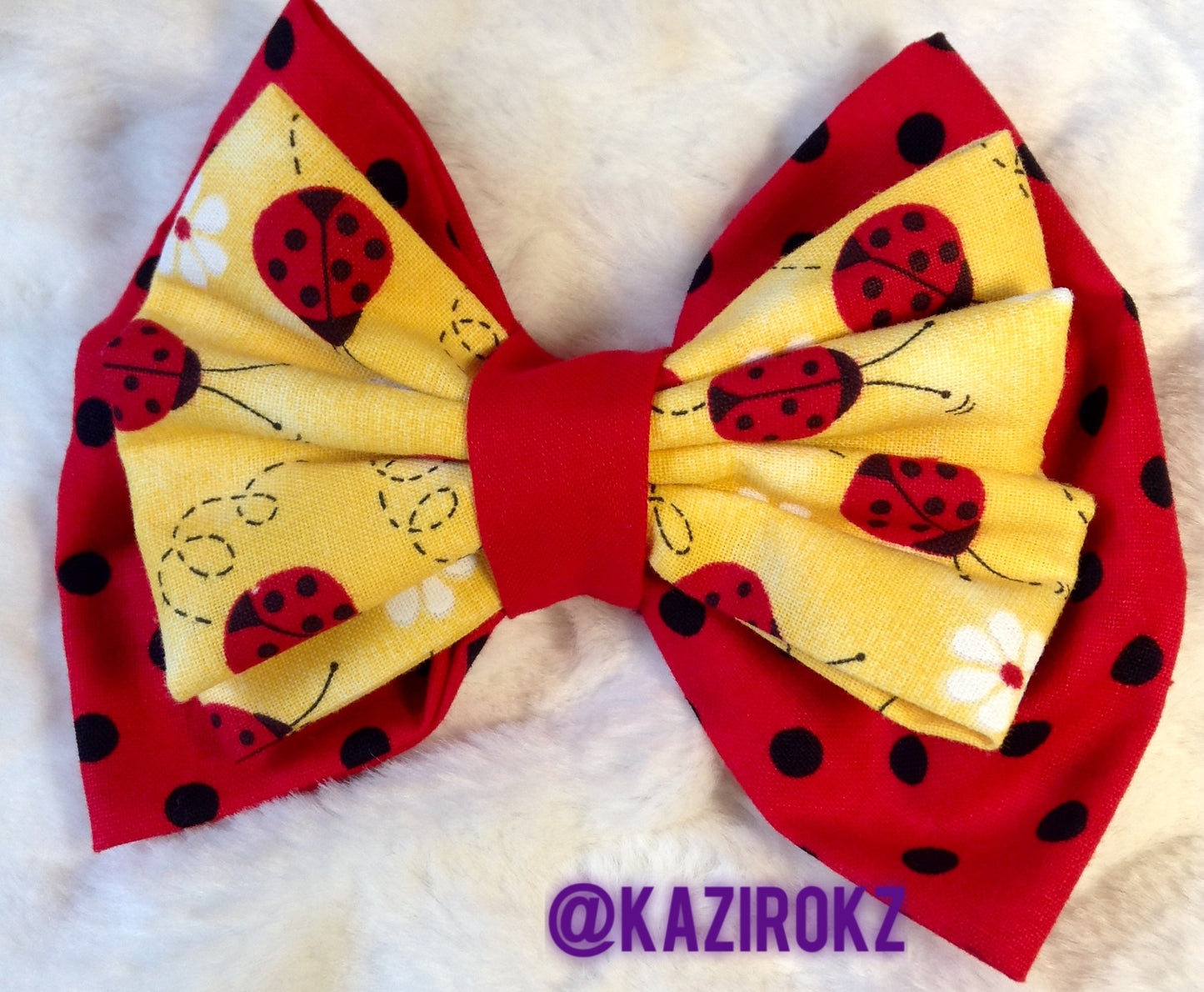 Ladybug Bow Yellow/Red hair bows