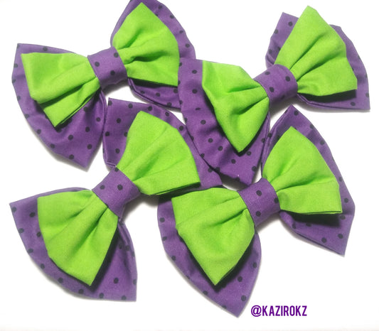 Purple / Lime green (HALLOWEEN🎃🦇THEMED Bow) hair bow