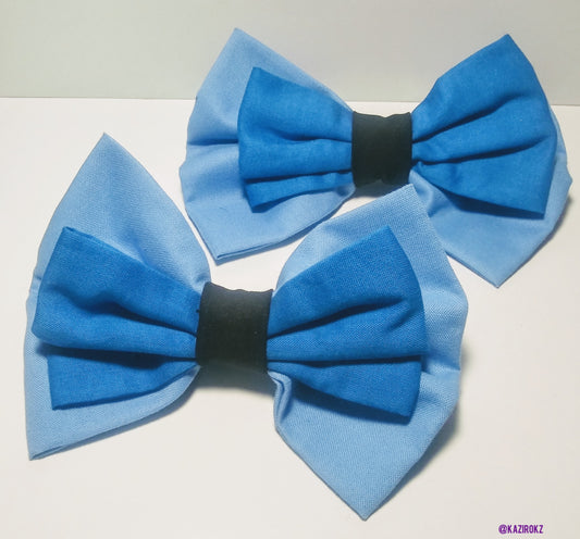 Royal Blue/ Light Blue/Black Hair Bow