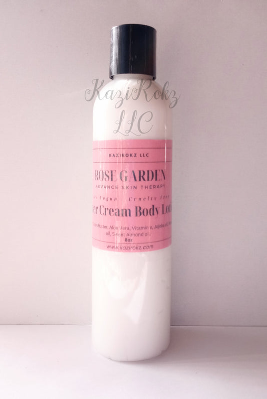 Rose Garden Butter Cream Body Lotion 8oz (100% Vegan / Cruelty Free) Advance Skincare / Eczema Treatment. Vitamin A, C, and E.